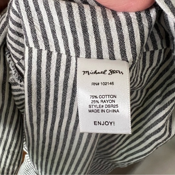 Michael Stars Womens Raina Black and White Stripe Button Front Dress size large - Picture 7 of 10